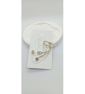 Gold Renk Çoklu Görünüm Taş Detaylı Earcuff