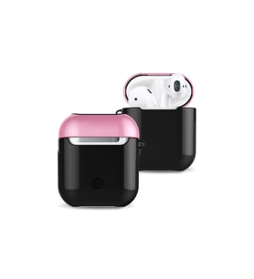 Apple Airpods 2 (2.nesil) 3in1 Kılıf - Siyah-pembe