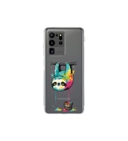 Samsung Galaxy S20 Ultra ile Uyumlu Splash Tembel Hayvan Tasarımlı Şeffaf Silikon Kılıf