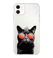 PrintiFy Apple  iPhone 11 ile Uyumlu 1mm Slim Fit Kedi 3 050d Baskılı Şeffaf  Kılıf
