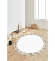 Dijital Baskılı Kaymaz Taban Yıkanabilir Yuvarlak Salon Halısı Koridor Halısı Paspas NDY-HY-1056 (Beyaz)