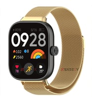 Sneezy Xiaomi Redmi Watch 4 Uyumlu Woven Wire Tasarım Metal Hasır Kordon (Gold)