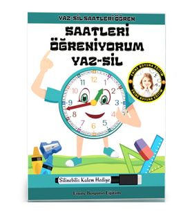 Saatleri Öğreniyorum YAZ-SİL Kitabı (YAZ-SİL Kalem Hediyeli)