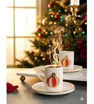 REGNA HOME Fine Living ELEGANT PUMPKİN 4 PARÇA 2 KİŞİLİK KAHVE FİNCANI (Turuncu-Beyaz)