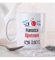 Kişiye Özel Fransızca Öğretmeni Kupa Bardak HA14 (Beyaz - Beyaz)