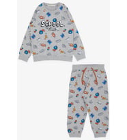 Breeze Girls & Boys Erkek Çocuk Eşofman Takımı Okul Temalı 1.5-5 Yaş, Gri Melanj (Grimelanj)