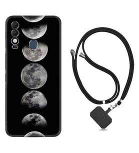 Tecno Spark 8T Kılıf Resimli Boyun Askılı İpli Desenli Silikon Great Moons 1354