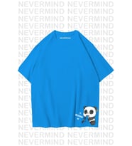 Unisex Kadın Erkek Nevermınd Panda Özel Tasarım Baskılı  Oversize Tshirt (Bebe Mavi)