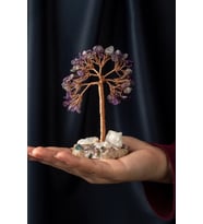 Ametist Taşı El Yapımı 6x11cm Doğal Taş Dekoratif Hayat Ağacı