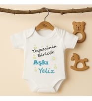 Pia Baby B29 %100 Pamuk Teyzesinin Biricik Aşkı Yazılı İsme Özel Bebek Body (Ekru)