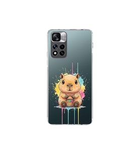 Xiaomi Redmi Note 11 Pro Plus 5G ile Uyumlu Splash Kapibara Tasarımlı Şeffaf Silikon Kılıf