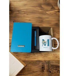 Kişiye Özel Defter & Kişiye Özel Kalem & Kişiye Özel Baskılı Kupa (Turkuaz)