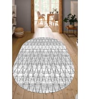 Dijital Baskılı Kaymaz Taban Yıkanabilir Oval Salon Halısı Mutfak Halısı Yolluk NDO-HT-727 (Gri)