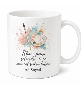 Güzel Sanatlar Öğrencisine İlham Perisi Temalı Baskılı Porselen Kupa Bardak Hediye