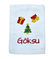 Kişiye Özel Yılbaşı Temalı Nakışlı Havlu - İsimli El Havlusu 30x50cm