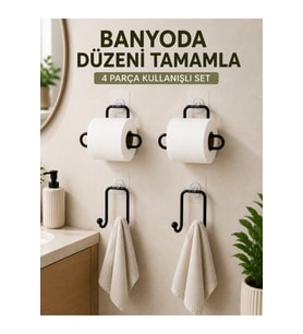 Banyo Mutfak 4 Parça Set 2 Kağıtlık 2 Havlu Askısı