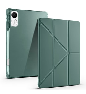 Honor Pad V9 Uyumlu Kılıf Zore Tri Folding Kalem Bölmeli Standlı Kılıf (Koyu Yeşil)