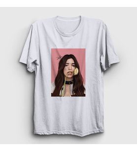 Presmono Unisex Beyaz Flower Dua Lipa T-Shirt 320697tt