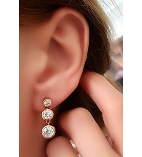 SKY DIAMOND gümüş üç taş küpe