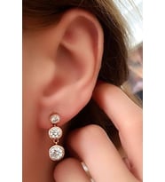 SKY DIAMOND gümüş üç taş küpe