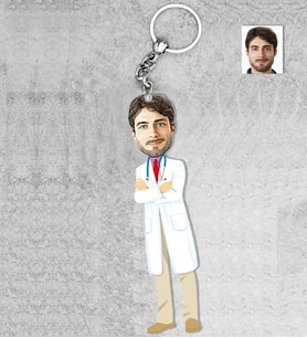 Kişiye Özel Erkek Doktor Ahşap Anahtarlık-3
