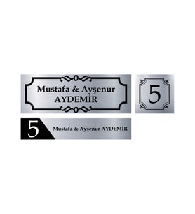 Kişiye Özel Kapı İsimliği Kapı Numarası & Posta Kutusu İsimliği Model 8 (Gümüş)