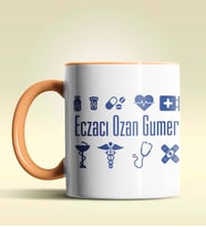 Kişiye Özel Eczacı 2 Tasarımlı Turuncu Kupa Bardak (Turuncu)