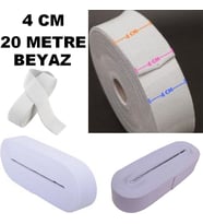 Lastik Sert Yumuşak Çamaşır Don Etek Bel Paça Bebe Lastiği Yassı Yumuşak 4 Cm Beyaz 20 Mt