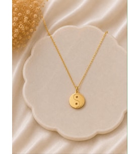 Kişiye Özel 925 Ayar Gümüş Zarif Yin Yang Kolye (Gold)