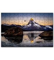 Cakapuzzle Karlı Dağlar ve Altın Rengi Zirve Puzzle Yapboz MDF (Ahşap) (120 Parça)