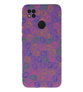 Xiaomi Redmi 10a Uyumlu Lansman Kılıf Hello Kitty Tasarımlı İçi Kadife Kapak-Mor (Şeffaf)