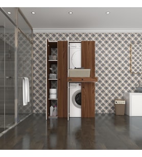 Kenzlife çamaşır-kurutma makinesi dolabı şahrur sol cvz 187*120*60 çekmeceli banyo (Beyaz)