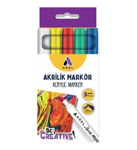 ADEL AKRİLİK MARKER 2mm YUVARLAK UÇ 5'Lİ - 2201000118