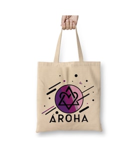 Kpop Aroha Beyaz Bez Çanta Uzun Saplı Alışveriş Çantası Plaj Çantası