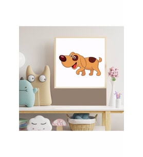 Sevimli Köpek Çocuk Odası Ahşap Çerçeve Tablo 15