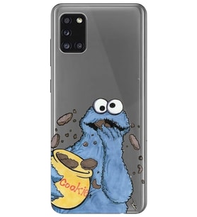 Samsung Galaxy A31 Uyumlu Susam Sokağı Kurabiye Canavarı Desenli Şeffaf Telefon Kılıfı