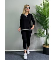 Kadın Yeni Sezon Uzun Kollu Ribana Detay Ikili Takım