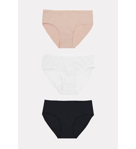 Pilelistore Büyük Beden Pamuklu Siyah Beyaz Ten Rengi 3'lü Külot (Çok Renkli)
