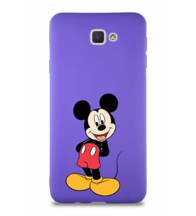 Samsung Galaxy J7 Prime Soft Premier Kapak Mickey Mouse-B Tasarımlı Silikon Kılıf - Mor (Şeffaf)
