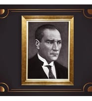 Özel Seri Paspartulu Çerçeveli Atatürk Tablo l421 (Gold)