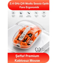 #Mouse Şeffaf Premium Kablosuz Mouse Bluetooth 5.0 2.4GHz Çift Modlu Sessiz Optik Fare USB Alıcılı Ş
