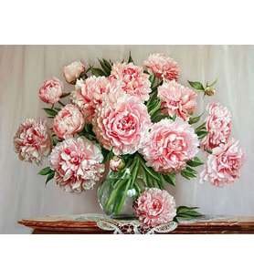 Vazodaki Şakayık Sayılarla Boyama Seti 50x65 cm (Tuvale Gerili)