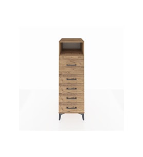 Kronos Dolap Tek Raflı 5 Çekmeceli 44x59x134 Çam-Çam