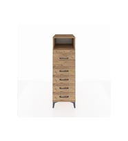 Kronos Dolap Tek Raflı 5 Çekmeceli 44x59x134 Çam-Çam