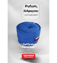 Dekoratif Yuvarlak Puf Orta Sehpa Puf 60x42 Cm Puffymod (Mavi)