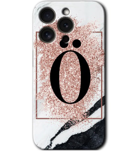 İphone 15 Pro Kılıf HD Desen Baskılı Kılıf - Pembe Mermer Desenli Ö Harfi