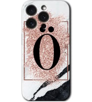 İphone 15 Pro Kılıf HD Desen Baskılı Kılıf - Pembe Mermer Desenli Ö Harfi
