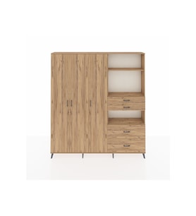 Arges Gardrop 12 Raflı 4 Çekmeceli Tek Askılı 220x30x243 Çam-Çam