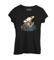 Yörünge Elmas Siyah Kadın Tshirt