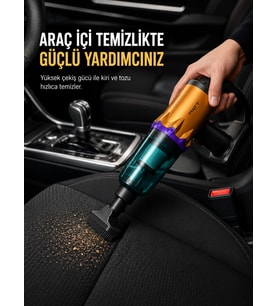 Araç İçi Temizlik İçin Şarjlı El Süpürgesi Çok Başlıklı Pratik Temizlik Cihazı